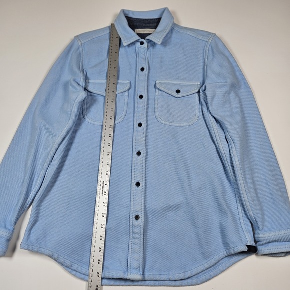 Outerknown Blanket Shirt Womens M/L  Blue Organic Cotton Flannel Heavy Logo - Picture 6 of 6